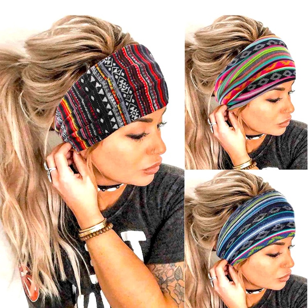 New! Boho Wide Headbands, Hair Band, Elastic HeadBand, Head Wraps Fashio…